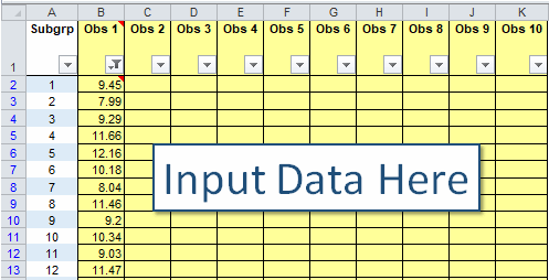 ewma chart template input