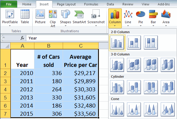 how do you create a combination scatter chart in excel 2010