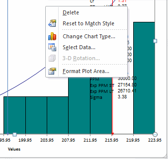 change source data plotted by histogram in Excel