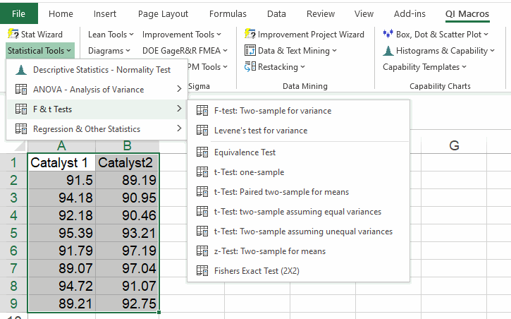 go with excel analysis toolpak