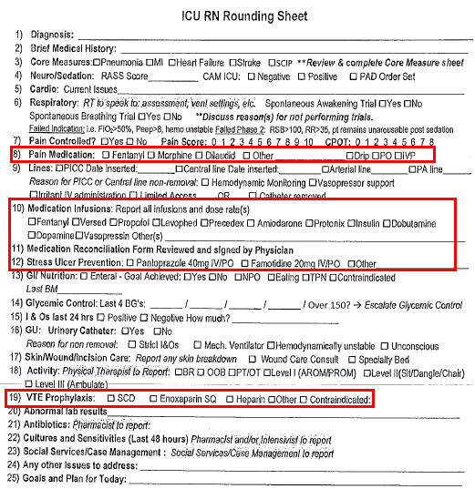 Mistake Proofing Forms Hospital Rounding Form Example