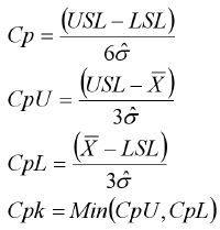 Cp Cpk formulas use sigma estimator