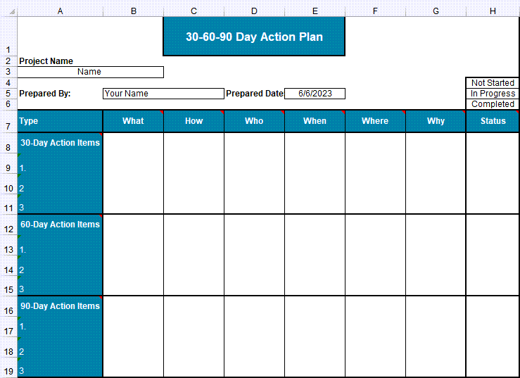 excel action plan template