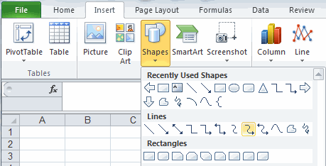 Excel drawing tools