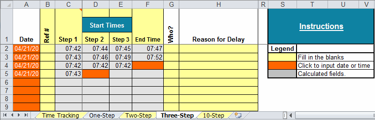 time tracking template 3 step