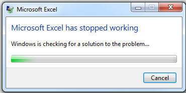 Excel has Stopped Working
